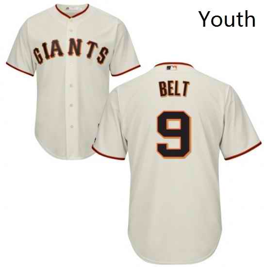 Youth Majestic San Francisco Giants 9 Brandon Belt Replica Cream Home Cool Base MLB Jersey